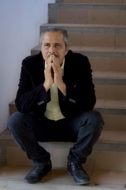 young blond woman walking on the street